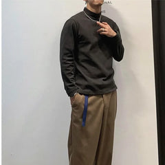 HEARUJOY - Autumn and Winter New Temperament Versatile Commuting Men's Clothing Fashion High Collar Simplicity Solid Color T-shirt