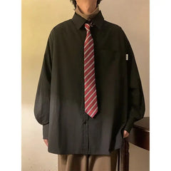 HEARUJOY - Long-sleeved Shirt Men Solid Color Japanese Retro Spring Loose Brown Trendy Versatile Cardigan