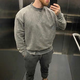 Hearujoy Y2K New Retro Washed Distressed Solid Sweatshirt High Street Loose Casual Hoodie Soft Comfortable O-Neck Youth Trendy Sweatshirt