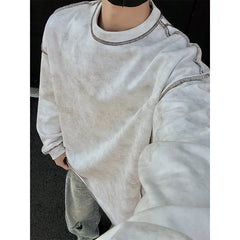 HEARUJOY - Black Tie Dye Hoodie Men Fashion Retro Round Neck Sweatshirt Men Streetwear Korean Loose Hip-hop Pullover Hoodie Mens Hoody