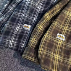 HEARUJOY - Plaid Shirt Men's Long Sleeve Student Fashion Brand Loose Jacket