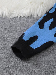 HEARUJOY - New Popular Fire Pattern Pullover Ripped Sweater Casual Round Neck Knitted Men's Gift Pullover