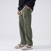 HEARUJOY - Streetwear Fashion Men Full Cargo Pants Spring Autumn Harajuku Vintage Oversize Solid Casual Male Loose Wide Leg Denim Trousers