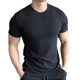 HEARUJOY - Casual Daily Wear Outdoor Activities Slim Casual Tops Short Sleeve Tee Men Casual T-shirt New Condition Solid Pattern