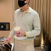 Hearujoy  Long Sleeves Autumn Winter Thickened Warm Tops Turndown Collar Buttons Sweater Fashion Simple Texture Polo Shirt Pullover