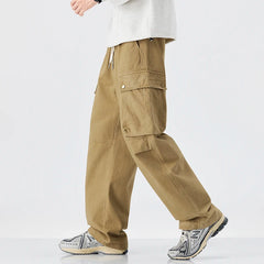 HEARUJOY - New Fall Japanese Retro Cargo Pants - Men's Oversized Straight-Leg Versatile American Streetwear 100% Cotton Camouflage