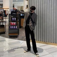 HEARUJOY - New Korean Fashion Men Suit Pants Light Luxury Business All-match Straight Slim-fit Casual Trousers Premium Elegant Dress Pants