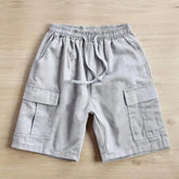 HEARUJOY - Casual Outing 2XL Loose Cargo Shorts Summer Solid Color Shorts Casual Beach Pants Polyester Fabric Slight Stretch