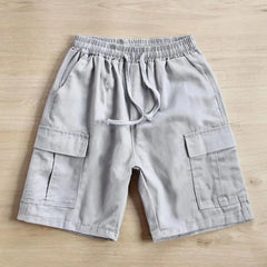 HEARUJOY - Casual Outing 2XL Loose Cargo Shorts Summer Solid Color Shorts Casual Beach Pants Polyester Fabric Slight Stretch