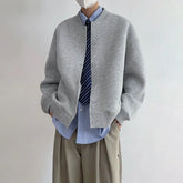 Hearujoy Autumn And Winter Plus Size Mens Retro Simple Solid Color Baseball Jacket Loose Versatile Casual Unisex Jacket