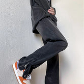 Hearujoy Punk Black Flared Bootcut Jeans for Men Male Cowboy Pants Trousers Soft Oversize Washed Winter Casual 2024 Trend Loose Wide Leg