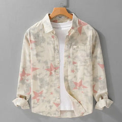 HEARUJOY - Spring Japanese Letters Gradient Print Men's Loose Casual Long-sleeved Shirt