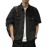 HEARUJOY - Button Down Shirt Army Green Men\'s Casual Shirt Cargo Style Daily Casual Use Brand New Condition Pockets Design