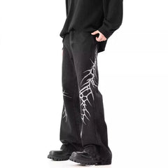 Hearujoy Hip-Hop Street Niche Loose Straight Y2k Jeans Mens American High Street Fashion Trend Leisure Heavy Embroidery Flared Trousers