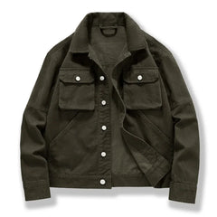 HEARUJOY - Men's High-end American Retro Heavy Denim Jacket Spring and Fall New Lapel Loose Single-breasted Cotton Cargo Jacket