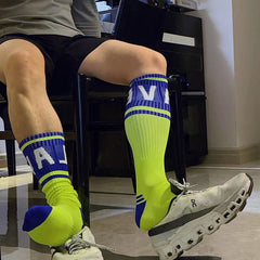 Hearujoy Socks For Man Calcetines Medias Internet Celebrity Stockings Sexy Men Chaussettes Homme Letter Compression Stockings Personality