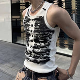 Hearujoy Mens Casual Street Tie Dye Tight Sports Bodybuilding Vest New Genderless Fashion Sexy Youth Printed Tank Top Unisex