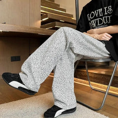 HEARUJOY - Baggy Ice Silk Men's Casual Straight Pants Summer Thin Male Trousers Low Price Stylish Designer Vintage Original Y2k Clothing