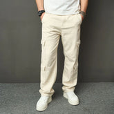 HEARUJOY - Spring Autumn Men American High Street Multi Pocket Cargo Pants Loose Straight Jeans Washed Workwear Wide Leg Denim Trousers