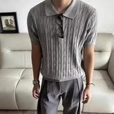 HEARUJOY - Summer New Men's Knitted Short-Sleeved Polo Shirt American Retro Fashion Trend Casual Simple Loose Breathable Niche Men's Tops