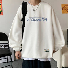 HEARUJOY - Spring Autumn Fashion Fleece Letter Print Sweatshirt Man Harajuku Oversized Male Clothes Pullovers Tops Long Sleeve Streetwear