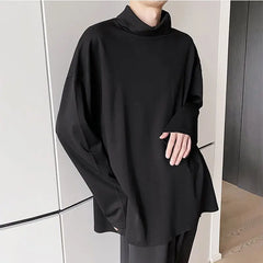 HEARUJOY - Fashion Style Spring Autumn New Men's Japanese Simple Sweatshirt Loose Personality Half Turtleneck Bottoming Shirt Male Clothes