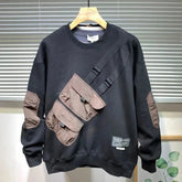 Hearujoy Men's Casual Sweatshirts Fashionable Street Hip-Hop Stitched Japanese Style Round Neck Long-Sleeved Tops For Spring And Autumn