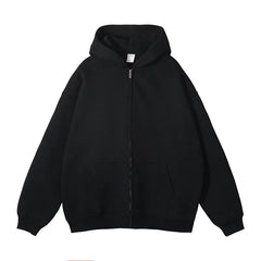 HEARUJOY - New Men's Hoodies Sweatshirts Zipper Hoodie Solid Color Hip Hop Mens Hooded Jacket Loose Track Hoodie Jacket Coat Streetwear