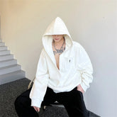 Hearujoy Korean Spring Streetwear Collar black white Sweatshirt Men Spring Korean Loose Trendy Casual Coat Male Hoodies Sweatshirts