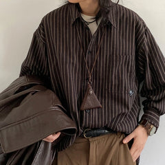 HEARUJOY - All Season Casual Shirt Streetwear Shirt Fashion Shirt Striped Shirt Solid Color Pattern Non-elastic Shirt Polyester Fabric