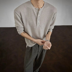 HEARUJOY - Autumn New Men's Knitted Long-Sleeved T-Shirt American Retro Fashion Trend Leisure High Street Loose Simple Men's Tops