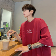 HEARUJOY - T Shirt Oversized Cotton For Men White Men's Letter Print T-shirts 5XL Men Casual Wear Summer Tee Shirts Unisex Big Size