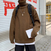 Hearujoy Winter High Neck Sweater Men Warm Casual Turtleneck Knitted Pullover Sweater Men Loose Long Sleeved Sweater Mens Jumper Clothes