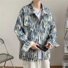 HEARUJOY - Vintage Denim Jacket Men's Single-breasted Lapel Denim Jackets Fashion Casual Coat Spring Autumn Male Overcoat