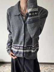 HEARUJOY - Stylish Mens Slim Knitted Cardigans Autumn Winter Outdoor Casual Turn-down Collar Knit Jacket Coat Men Vintage Crochet Sweaters