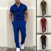Hearujoy 2024 New Mens Rompers Pants Casual Loose One-Piece Suit Overalls Fashion Short Sleeve Jumpsuit Streetwear Men Ropa De Hombre