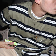 Hearujoy American Retro Trendy Contrasting Striped Round Neck Long-Sleeved T-Shirt Casual Hip-Hop Street Vibe Tops For Men Women Couples