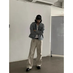 HEARUJOY - American Retro Loose Straight Overalls Men's Spring Autumn Multi-pocket Casual Trousers Casual Pants