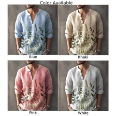 HEARUJOY - Blouse Men Shirt Party Traveling Single Breasted Solid Cotton Summer T Shirt Henley Tops Lightweight Turn-down