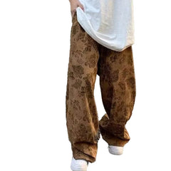 HEARUJOY - Men Loose Vintage Casual Jogging Pants Printing Korean Style High Street Trouser Wide Leg Streetwear