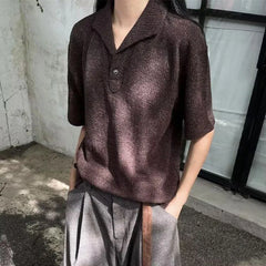 HEARUJOY - Summer New Men's Solid Color Short-Sleeved Polo Shirt American Retro Fashion Trend Street Loose Breathable Niche Men's Tops