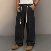 HEARUJOY - Trendy Loose Straight Cargo Pants Spring Autumn Vintage Multi Pockets Solid Color Men's Trousers Streetwear Fashion Pants