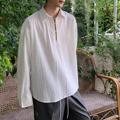 HEARUJOY - Casual Outing Regular Clothing Length Slight Stretch Fabric Casual Draped Long Sleeve Shirt Casual Style Shirt