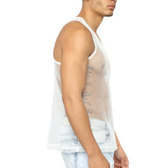 HEARUJOY - Tank Tops Vest Transparent White O-neck Party Nightclub Wear Polyester Fashion Sexy Vests Sleeveless Streetwear