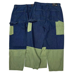 HEARUJOY - High Street Patchwork Jeans Men Loose Multi Pocket Cargo Pants Spring Autumn Fashion Vintage Straight Denim Trousers Streetwear