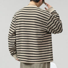 Hearujoy Men's Striped Long Sleeved T-shirt Men's Trendy T-shirt Men's Hoodie Men's Base Shirt Top