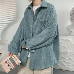 HEARUJOY - New Men's Corduroy Shirt Jacket Handsome Long-sleeved Top