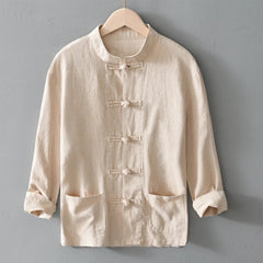 HEARUJOY - Comfy Fashion Leisure Men T-shirts Kung Fu Long Sleeve Plus Size Shirts Traditional Breathable Buckle Button Up