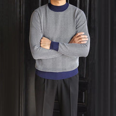 HEARUJOY - Simple Fashionable Contrast Color Luxury Striped Sweater Mens 2025 Spring New Warm Casual Elastic Retro Bottoming Wear Sweater