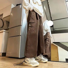 HEARUJOY - Fashion Brand Work Pants Men Ins Trendy Loose Straight Wide-leg Casual Trousers